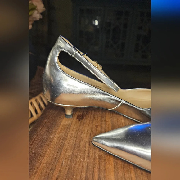 Charles & Keith Buckle Closure Ankle Strap Pointed Toe Pumps - Silver - Picture 12 of 15